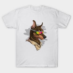 Cool Brown Doberman with Shades T-Shirt